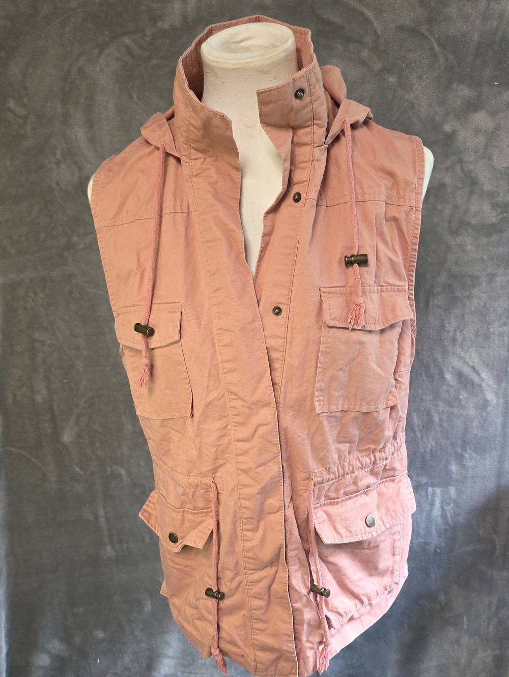 Love Tree Blush Pink Utility Vest with Hood